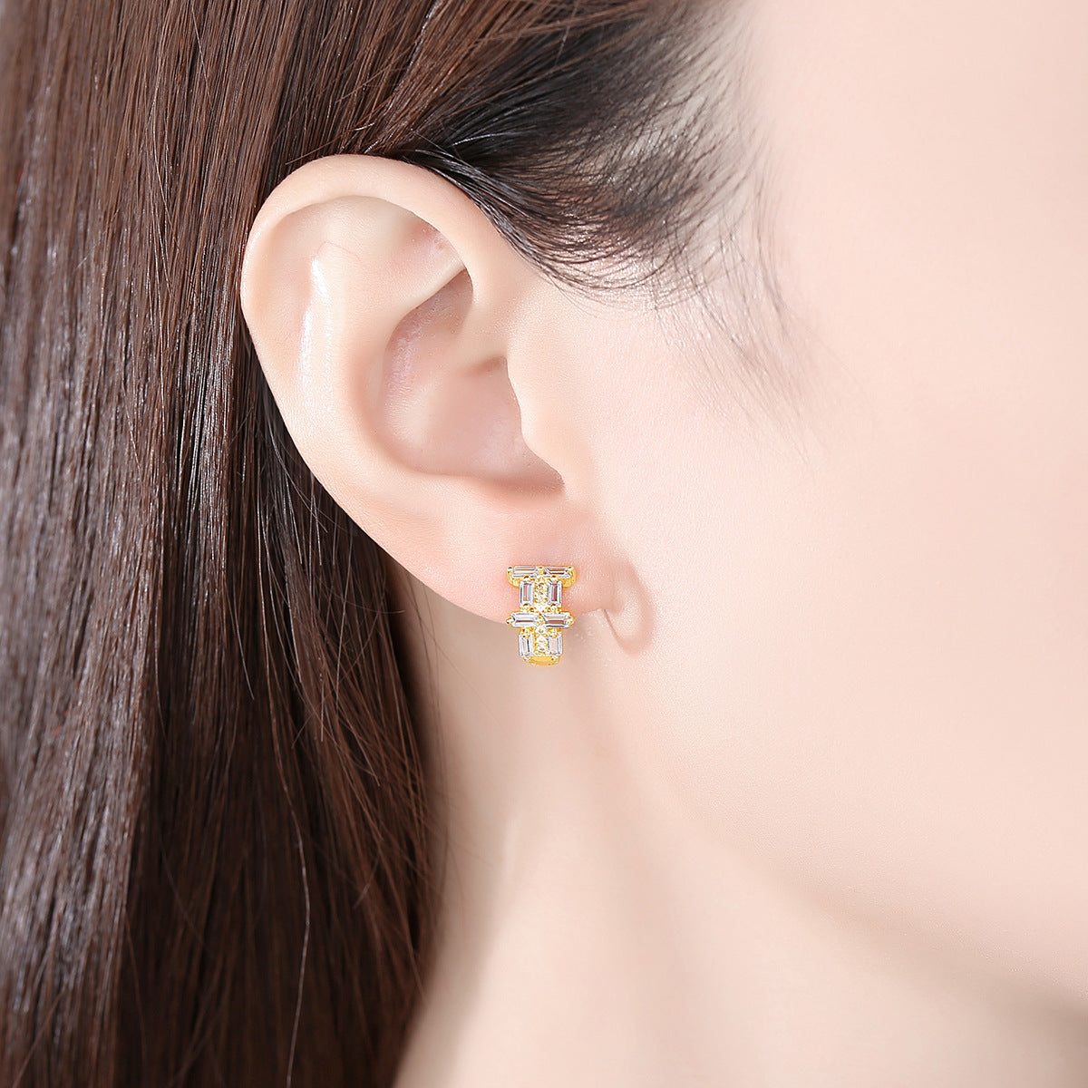 Copper With Gold Plated Fashion Jewelry Earrings