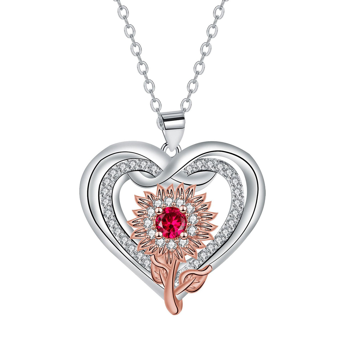 Copper With Silver/rosegold Plated Heart Pendant Necklace