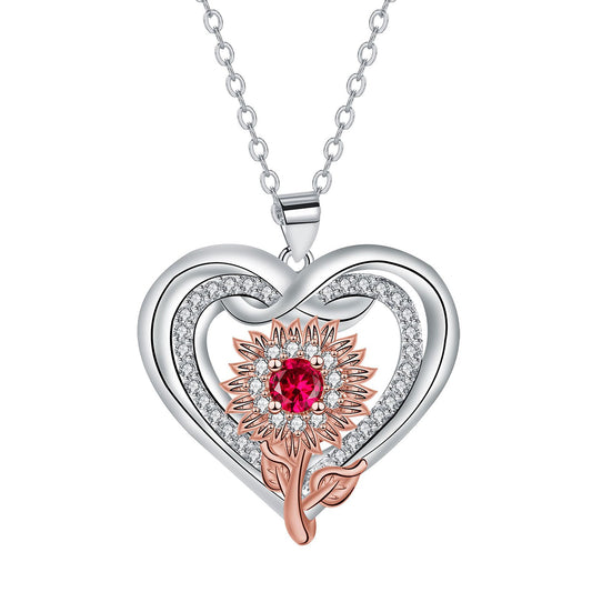 Copper With Silver/rosegold Plated Heart Pendant Necklace