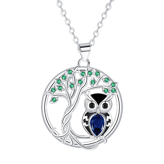 Copper With Silver Plated Tree of Life Owl Pendant Necklace