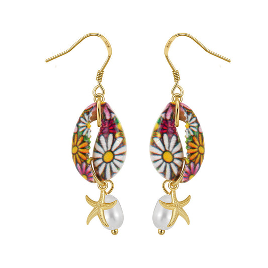 925 Sterling Silver Natural Pearl Earrings Fashion Jewelry Gift for Women Girl