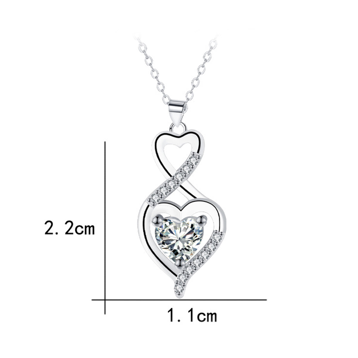 Copper With Silver Plated Heart Pendant Necklace