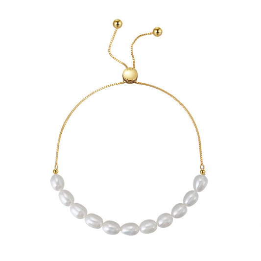 925 Sterling Silver Pearl Bracelet Fashion Jewelry Gift for Women Girls