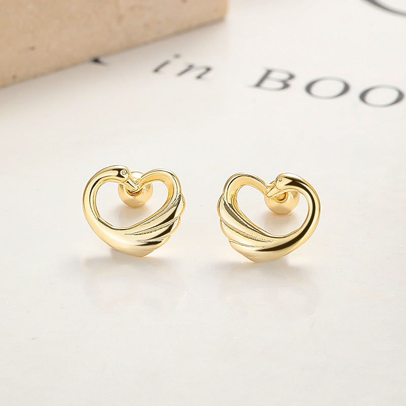 925 Sterling Silver Love Screw Back Stud Earrings