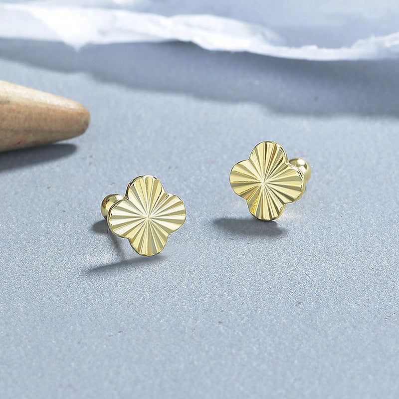 925 Sterling Silver Flower Screw Back Stud Earrings