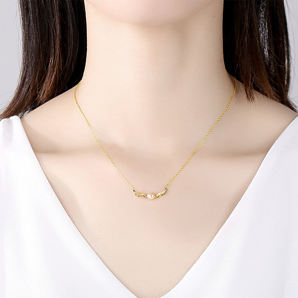 925 Sterling Silver Natural Pearl Drop Necklace Fashion Jewelry Gift for Women Girls
