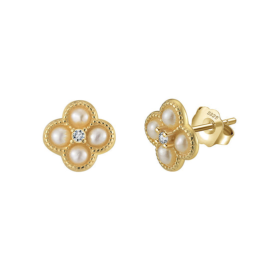 925 Sterling Silver Natural Pearl Earrings Fashion Jewelry Gift for Women Girl