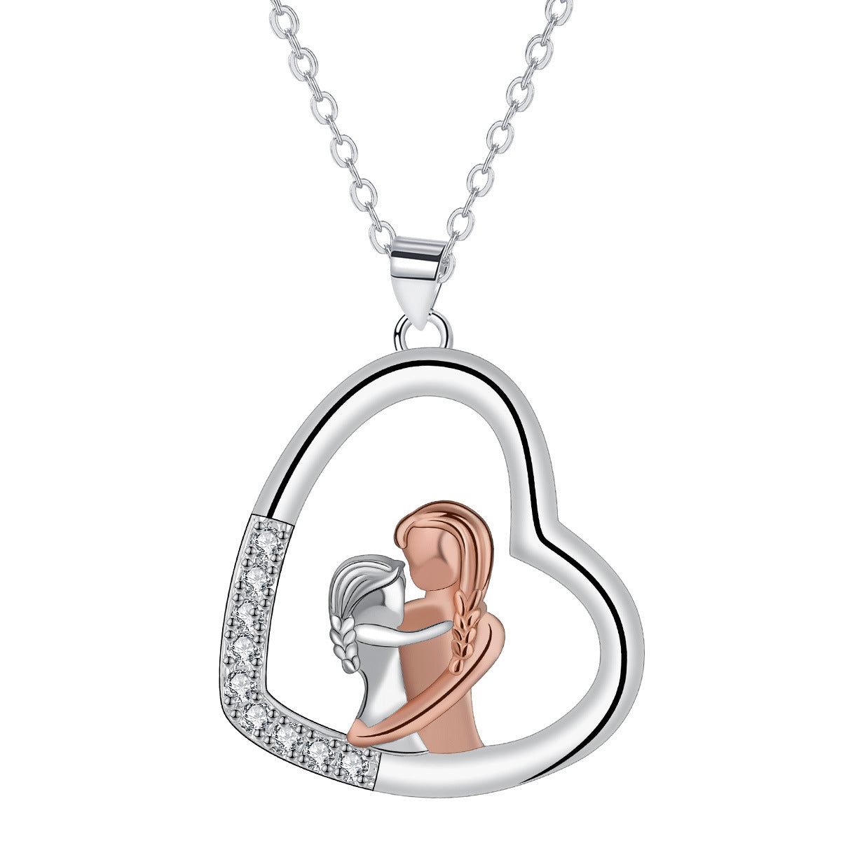 Copper With Silver/Rosegold Plated Heart Pendant Necklace