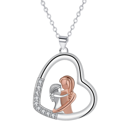 Copper With Silver/Rosegold Plated Heart Pendant Necklace