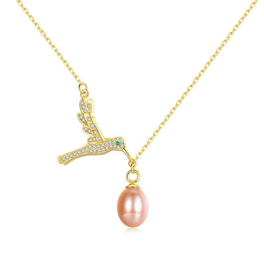 925 Sterling Silver Natural Pearl Drop Necklace Fashion Jewelry Gift for Women Girls