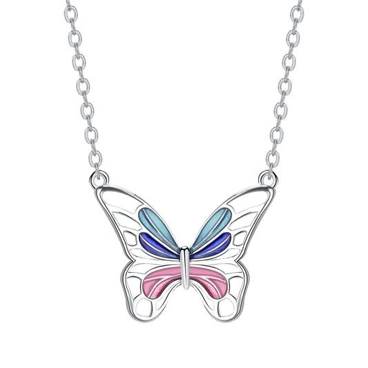 Copper With Silver Plated Butterfly Pendant Necklace