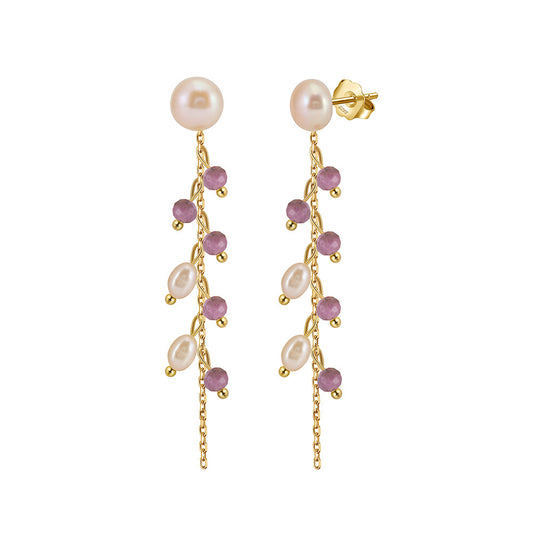 925 Sterling Silver Natural Pearl Earrings Fashion Jewelry Gift for Women Girl