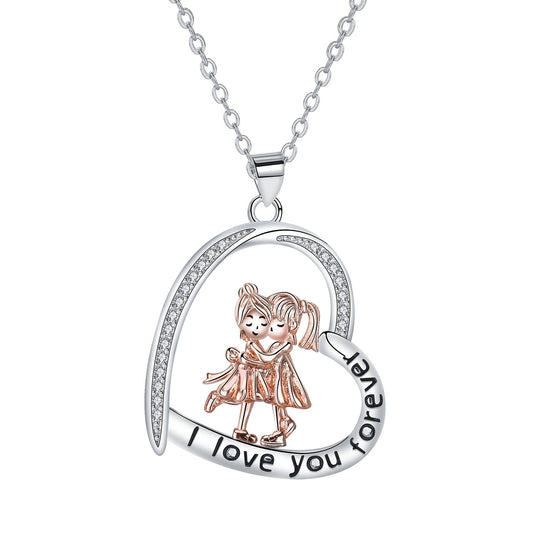 Copper With Silver/Rosegold Plated Heart Pendant Necklace