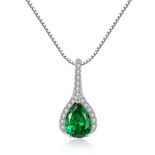 925 Sterling Silver Drop Zircon Necklace Fashion Jewelry Gift for Women Girls