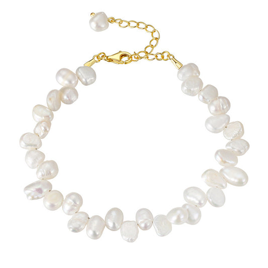 925 Sterling Silver Pearl Bracelet Fashion Jewelry Gift for Women Girls