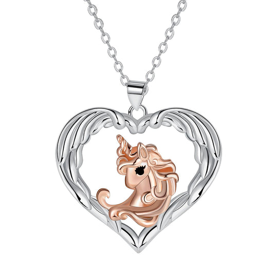 Copper With Silver/Rosegold Plated Heart Pendant Necklace