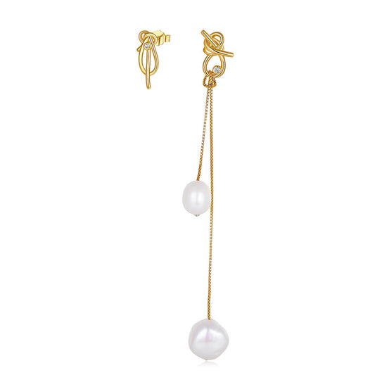 925 Sterling Silver Natural Pearl Earrings Fashion Jewelry Gift for Women Girl