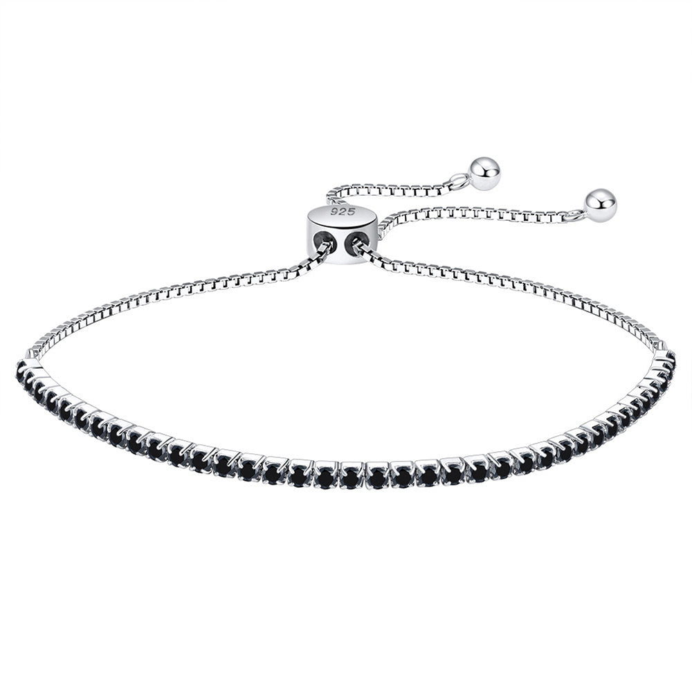 925 Sterling Silver 2mm Tennis Adjustable Bracelet