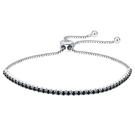 925 Sterling Silver 2mm Tennis Adjustable Bracelet