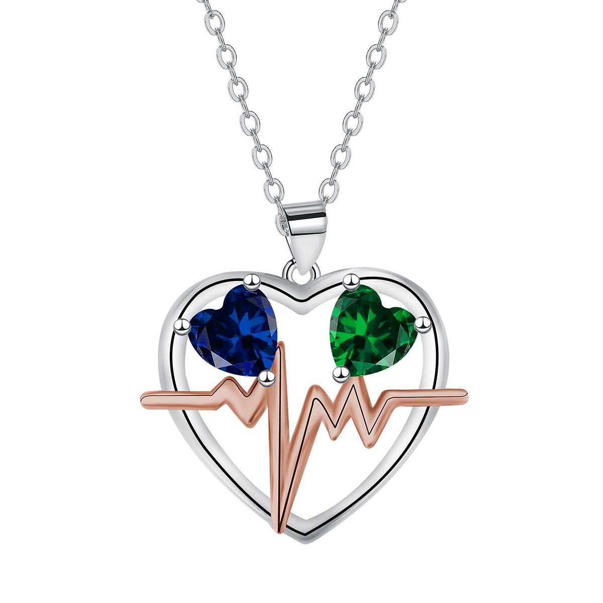 Copper With Silver/Rosegold Plated Heart Pendant Necklace