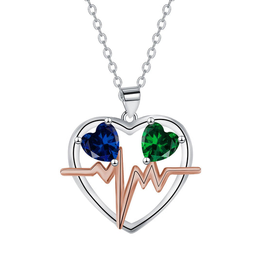 Copper With Silver/Rosegold Plated Heart Pendant Necklace