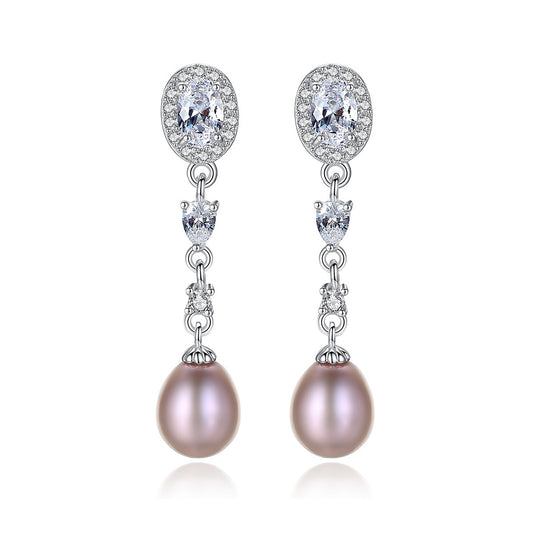 925 Sterling Silver Natural Pearl Drop Earrings Fashion Jewelry Gift for Women Girls