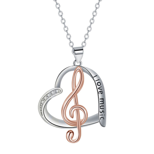 Copper With Silver/Rosegold Plated Heart Pendant Necklace