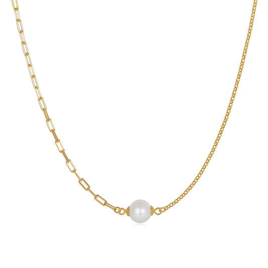 925 Sterling Silver Natural Pearl Necklace Fashion Jewelry Gift for Women Girls