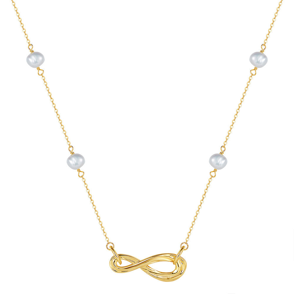 925 Sterling Silver Natural Pearl Necklace Fashion Jewelry Gift for Women Girls