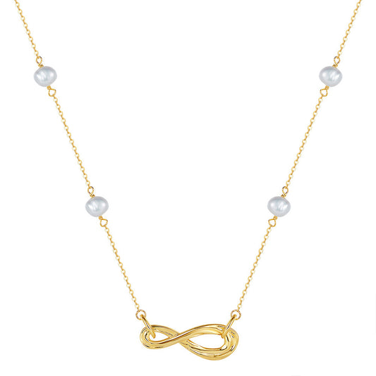 925 Sterling Silver Natural Pearl Necklace Fashion Jewelry Gift for Women Girls