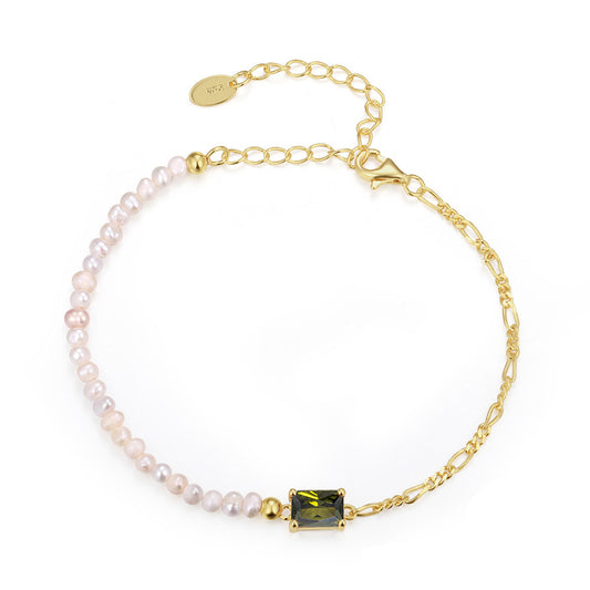 925 Sterling Silver Pearl Bracelet Fashion Jewelry Gift for Women Girls
