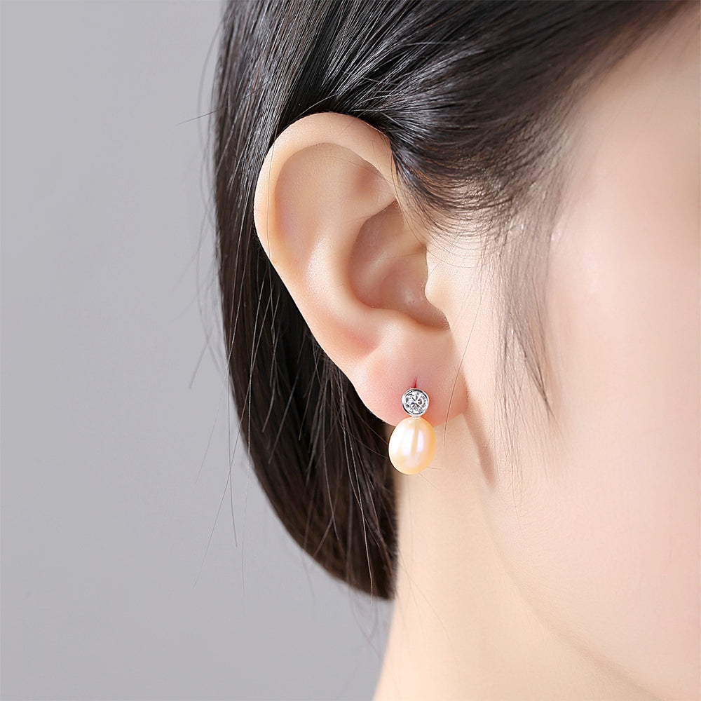 Pendientes colgantes de perla natural de plata de ley 925, joyería de moda, regalo para mujeres y niñas.