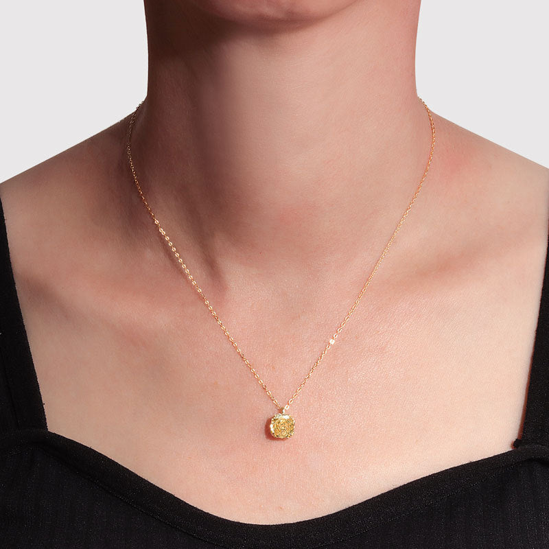 925 Sterling Silver Fashion 18K Gold Zircon Pendant Necklace