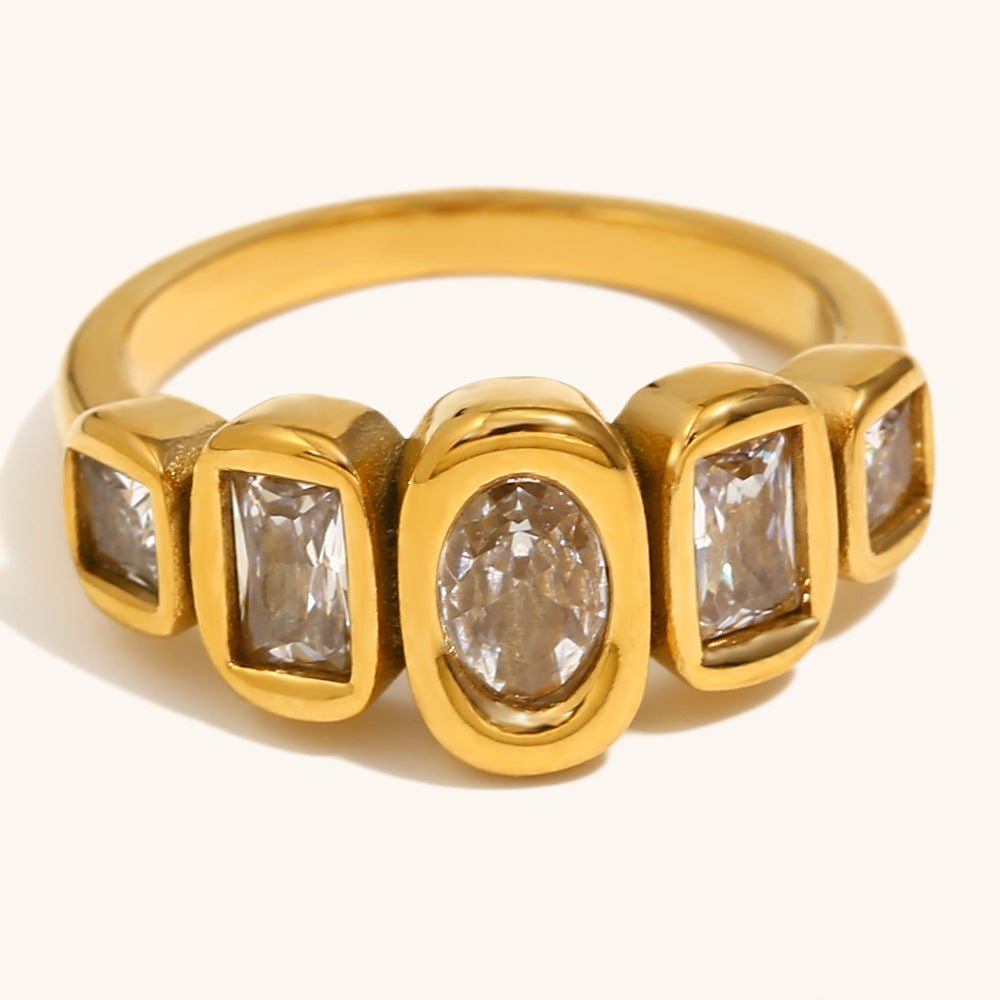 316L Stainless Steel Minimalist Fashion Zircon Ring