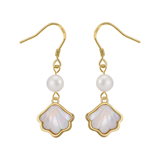 925 Sterling Silver Natural Pearl Earrings Fashion Jewelry Gift for Women Girl