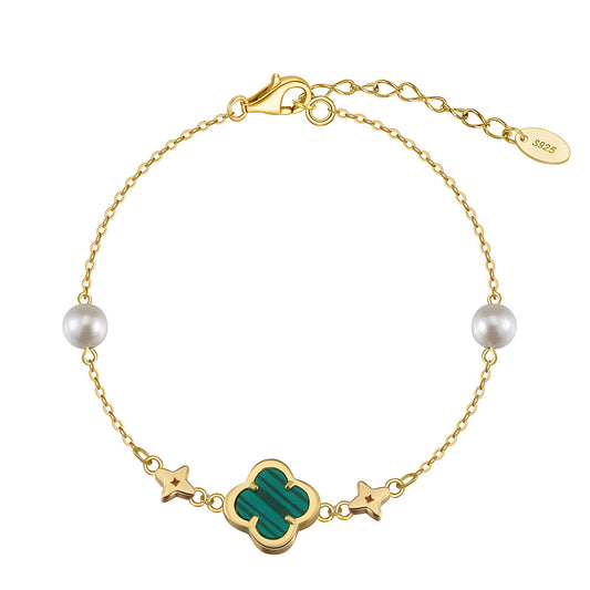 925 Sterling Silver Pearl Bracelet Fashion Jewelry Gift for Women Girls