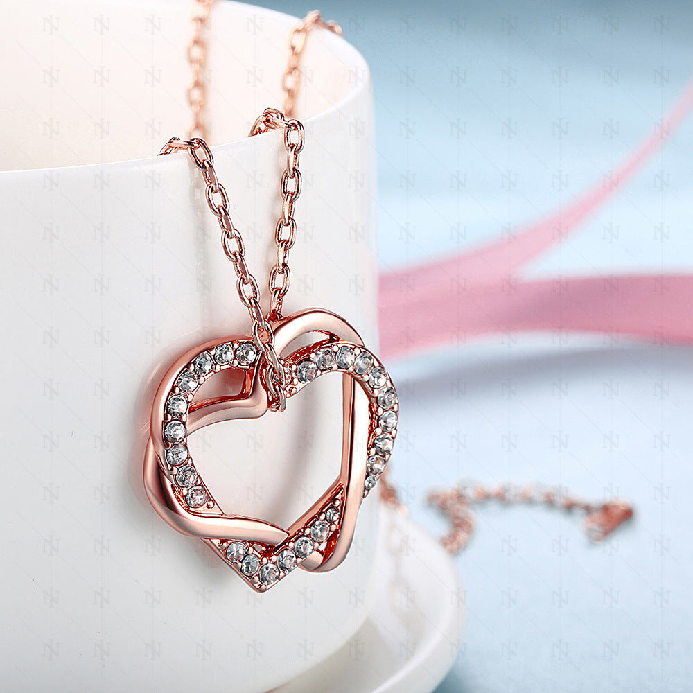 Sparkling Heart Pendant Necklace for Women – Fashion Cubic Zirconia Crystal Jewelry