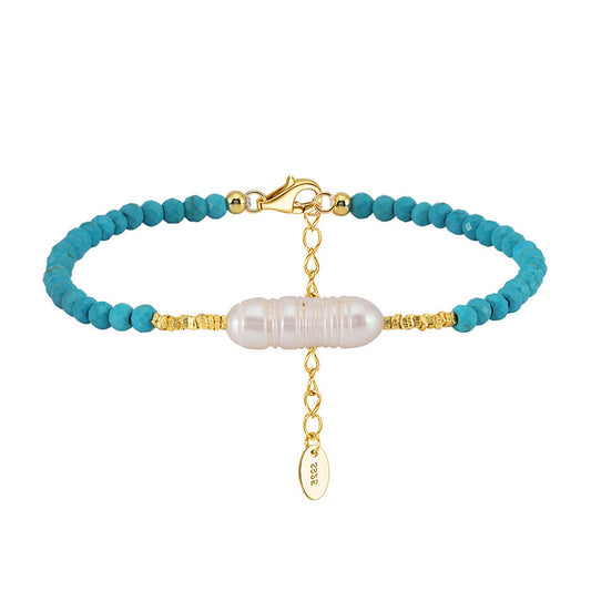 925 Sterling Silver Pearl Bracelet Fashion Jewelry Gift for Women Girls