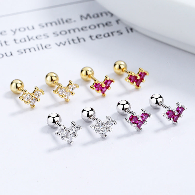 925 Sterling Silver Heart Screwed Earrings