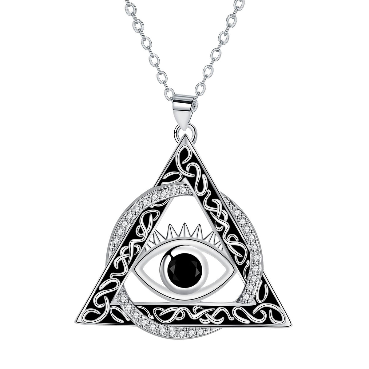 Copper With Silver Plated Evil Eye Pendant Necklace