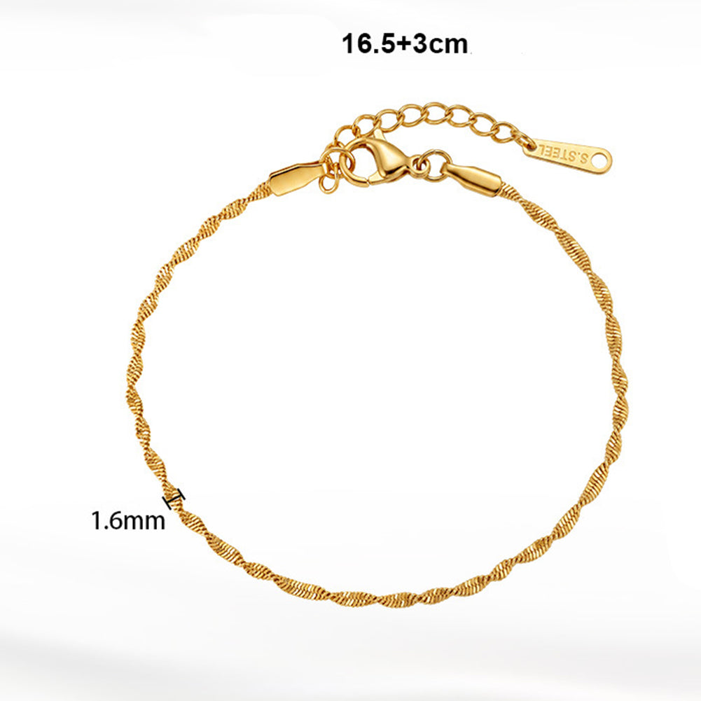 Stainless Steel Twisted Rope Chain Bracelet, Simple Shiny Adjustable Twist Chain Bracelet