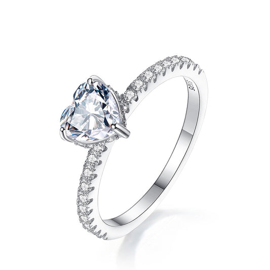 925 Sterling Silver Heart Ring Fashion Jewelry Gift for Women Girls