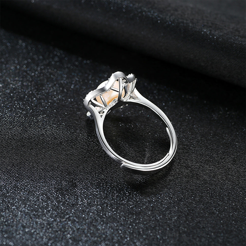 925 Sterling Silver Natural Pearl Ring Fashion Jewelry Gift for Women Girls