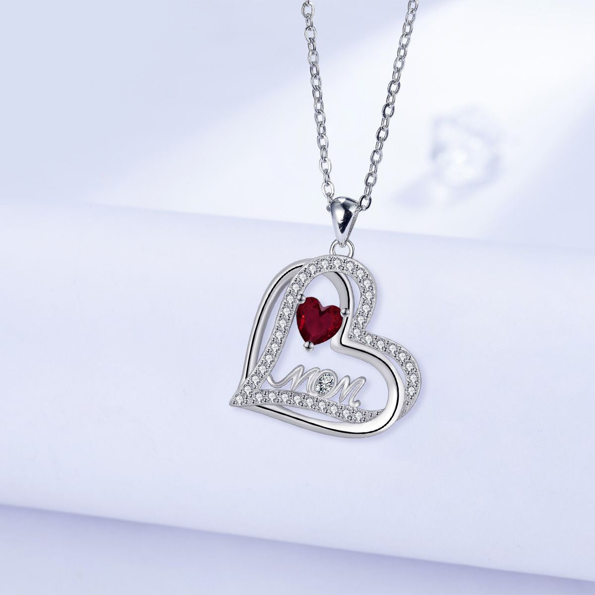 Copper With Silver Plated Mom Heart Pendant Necklace for Women