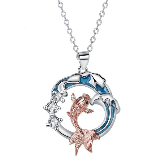 Copper With Silver/Rosegold Plated Fish Pendant Necklace