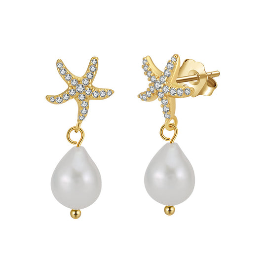 925 Sterling Silver Natural Pearl Earrings Fashion Jewelry Gift for Women Girl