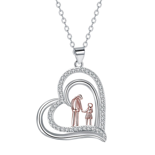 Copper With Silver/Rosegold Plated Heart Pendant Necklace