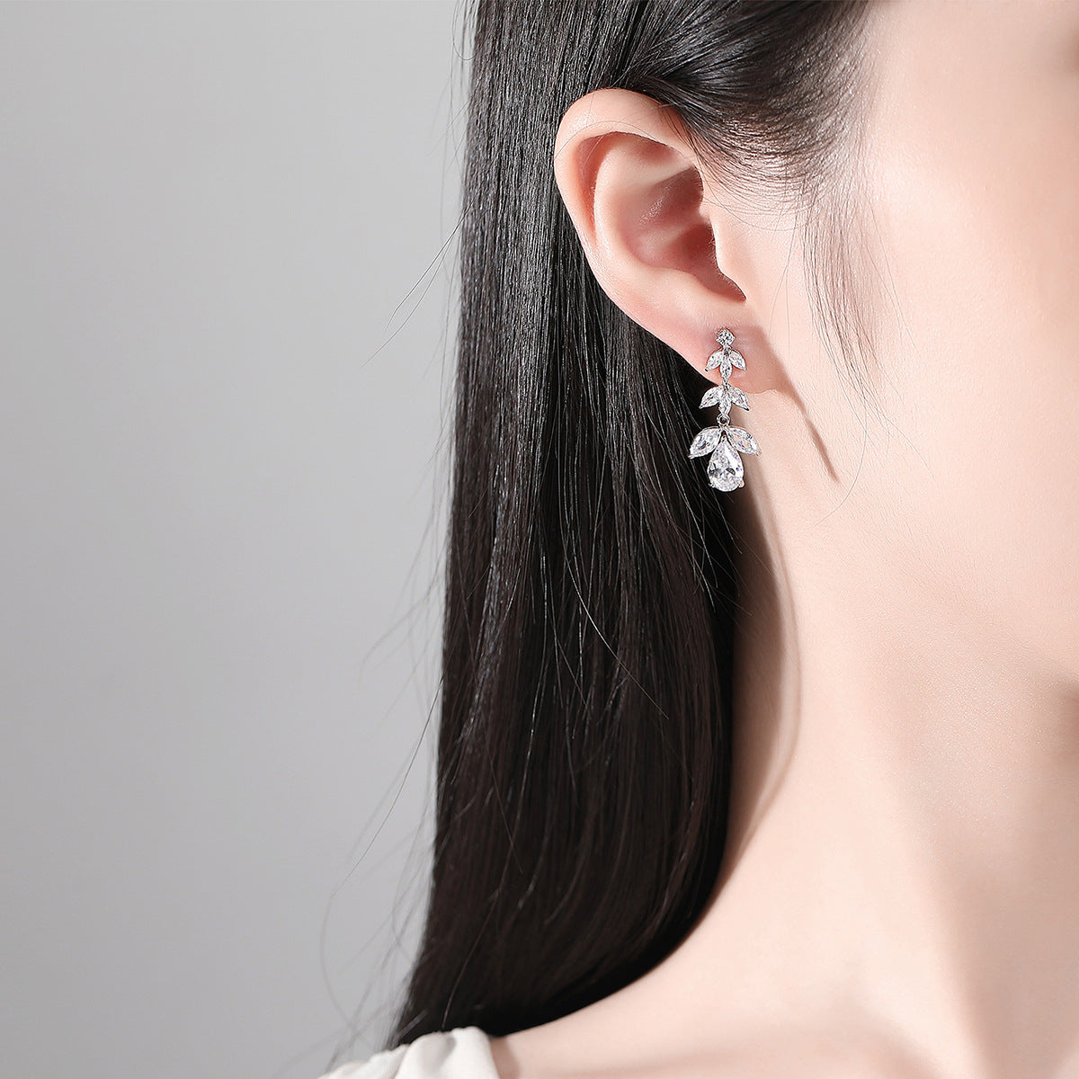 Copper With Silver Plated Fashion Jewelry Earrings