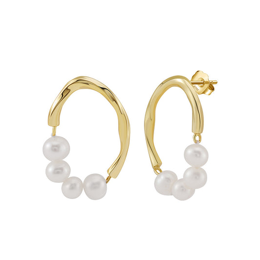 925 Sterling Silver Natural Pearl Earrings Fashion Jewelry Gift for Women Girl