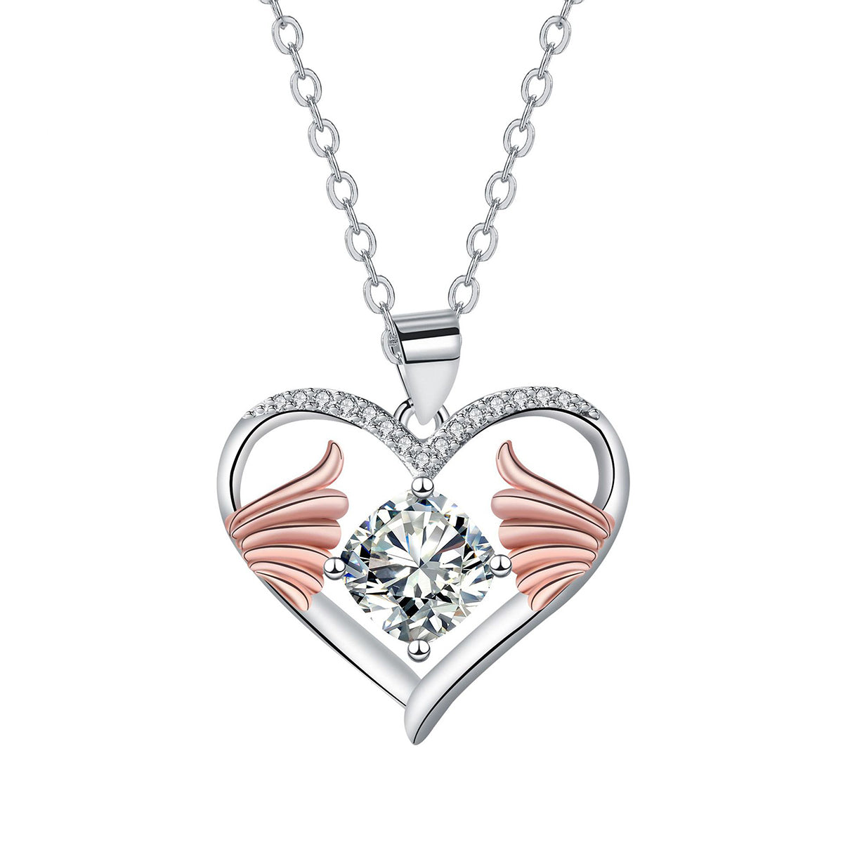 Copper With Silver/Rosegold Plated Heart Pendant Necklace